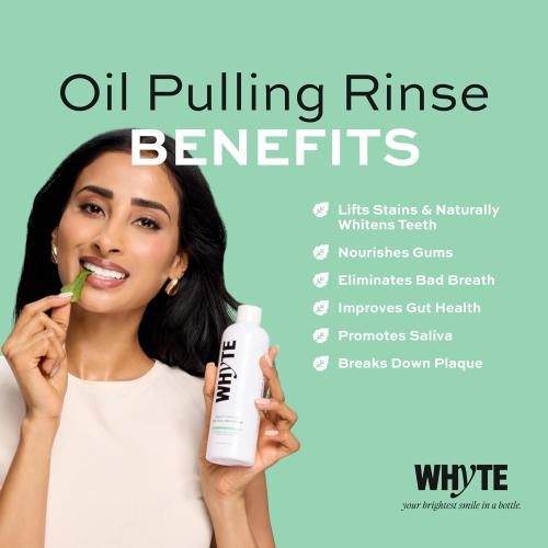 Whyte Cold-Pressed Organic Coconut Oil Pulling Mouthwash for Bad Breath, Teeth & Gum Health, Oral Rinse for Fresh Breath, Alcohol-Free & Fluoride-Free, 8oz (Spearmint) (2 pack)