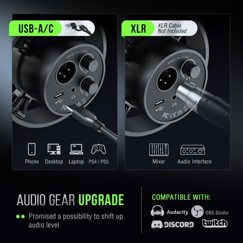 FIFINE K688 Podcast Microphone Kit, USB/XLR Dynamic Microphone with Boom Arm for PC/XLR Mixer, Gaming Mic with Mute Button, Headphone Jack for Vocal, Voice-Over, Streaming, Music Recording -K688CT