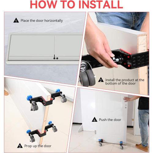 Dolly Kit with Wheels - Interior Door Install Tools for Most Pre-Hung or Slab Doors, Plywood Dolly Protect Your Back Commercial & Residential Use (Black)