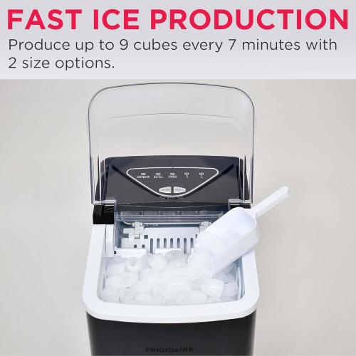 Frigidaire EFIC123-SSBLACK Compact Countertop Ice Maker, 26lbs of Ice per Day, Black Stainless