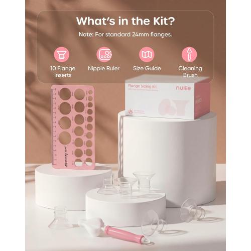 Nuliie 3-in-1 Flange Sizing Kit 13/15/17/19/21mm for 24mm Electric Double Breast Pump Flange/Shield, 10PCS Silicone Flange Inserts to Boost Pumping Efficiency & Comfort, BPA-Free Essential for Moms