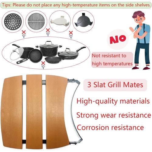 With Folding Side Shelves Table, Replacement Parts for BGE, Big Green Egg Large 18 Smoker Charcoal Grill, Outdoor Storage Side Table