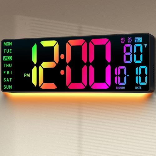 16.5 Large Digital Wall Clock RGB LED Display for Classroom with Remote