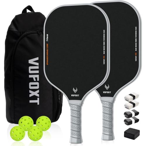 Pickleball Paddles Set of 2/4, USAPA Approved Carbon Fiber Surface Pickle Ball Set - 14mm PP Honeycomb Core of Lightweight Pickleball Rackets -Suitable for Beginners' Training and Game（Blue）