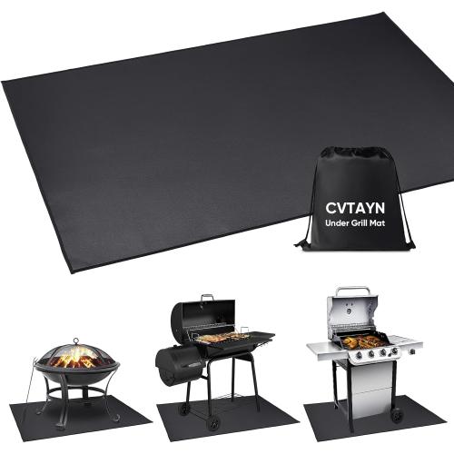 Under Grill Mat 48 ×30 Inch for Outdoor Charcoal, Flat Top, Smokers, Gas Grills.Oil-Proof and Water-Proof BBQ Cvtayn Fireproof Mat Protects Deck Grass, Indoor Fireplace Mat