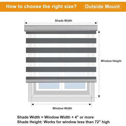 Size 39x72 Color Grey Persilux Cordless Zebra Blinds for Windows Free-Stop Roller Window Shades (39 W X 72 H, Grey) Dual Layer Light Control for Day and Night, Light Filtering Sheer Shades for Home, Easy to Install