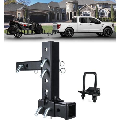 Patented Design Hitch Riser | Adjustable Trailer Hitch Extension | 4-10 Drop/Rise Hitch Adapter with 5000 lbs Horizontal Load Capacity