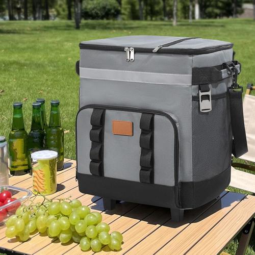 Wheeled Cooler, Advanced Insulation, High Density Material, Large Capacity C with Wheel for Camping, Hiking, Picnic 35L
