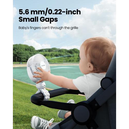 Gaiatop Mini Portable Stroller Fan, Small Clip on Fan 3 Speed Rechargeable