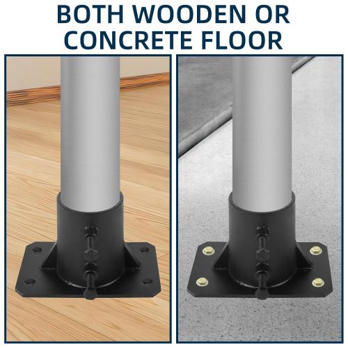 4PCS Chain Link Fence Post Base 2 1/2 Floor Flange, Round Posts Base Bracket Floor Flange for Holding Fence Deck Railing Mailbox Flag Round Posts with Screws, Black