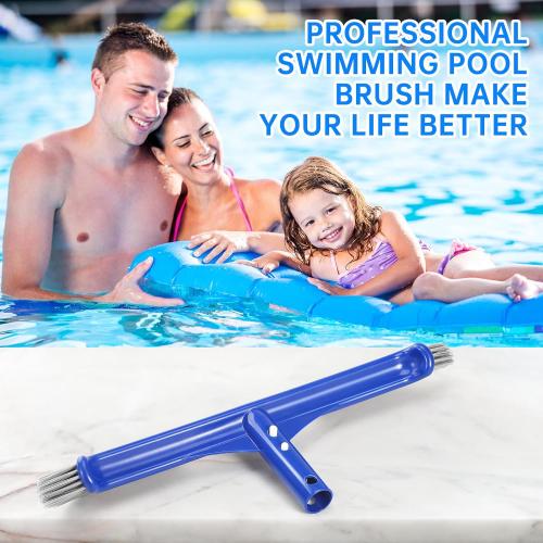 Pool Brush Head, 17 Pool Brushes for Cleaning Pool Walls, Curved Ends High-Efficiency Pool Scrub Brush,Premium Nylon Bristles Pool Brush with EZ Clip