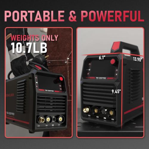 YESWELDER 205A Tig Welder with Pulse Large LED Display, STICK/DC TIG/PULSE TIG 3 In 1, 110&220V Dual Voltage TIG Welding Machine TIG-205P