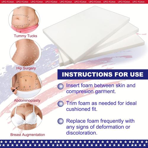 3 Pack Lipo Foam Pads - Post Surgery Ab Board Liposuction Surgery Flattening Abdominal Compression Lipo Foam Sheets 8 x 11