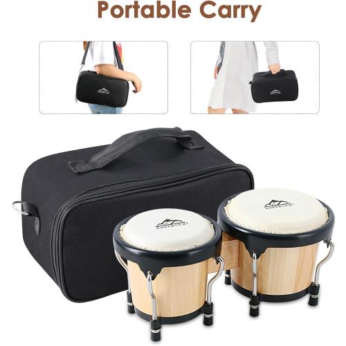 EastRock Bongo Drum 4” and 5” Set for Adults Beginners Professionals Tunable Wood and Metal Drum Percussion Instruments With Tuning Wrench