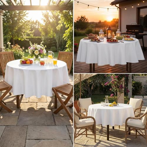 sancua White Round Tablecloth 60 Inch Diameter for 20-48 Inch Tables