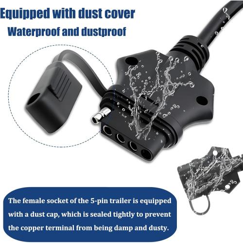 7 Pin to 5 Pin Trailer Light Adapter 7 Way Blade to 5 Way Flat Trailer Plug Adapter, 7 Way to 5 Way Trailer Coiled Wiring Adapter Trailer Connectors for RV Truck 5 FT(60 inches)