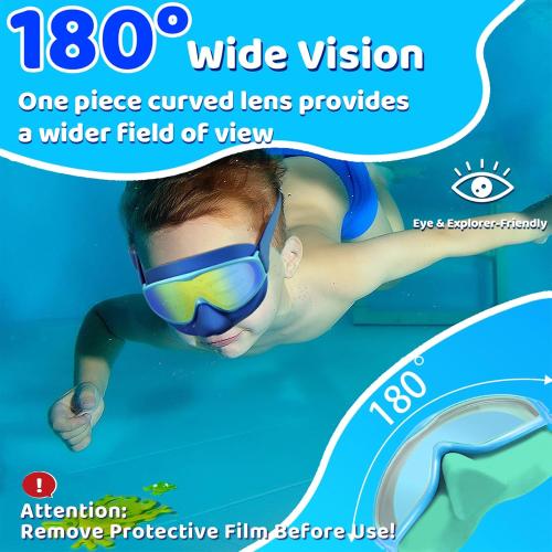 Vvinca Kids Goggles with Comfort Fabric Strap, Kids Swim Goggles Wide View Anti-Fog/UV No Leaking Swimming Goggles for 3-14