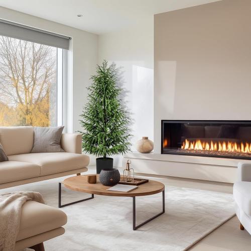 Norfolk Pine Christmas Tree Real Touch Faux Holiday Tree with Pot, Realistic Indoor Outdoor Decoration for Entryway, Living Room, Office, Apartment (5FT- 2Pack)