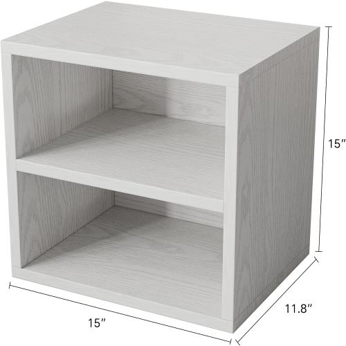 FUSUNBAO Magic DIY Cube Storage Organizer Stackable Cubes for Home Books Clothes Toy -Modular Cubby Storage System-Office Cubical-Bookcase Closet (Pure White-Washed, 1 Layer Cube)