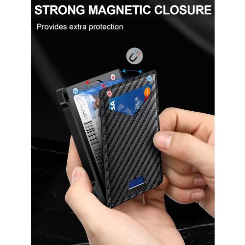 Wallet for Men RFID Wallet with 2 ID Windows & Money Clip, Slim Card Holder | 10-12 Cards Bifold Minimalist Smart Pop Up Wallet for Front Pocket Compact Metal Credit Card Holder Birthday Gifts for Men