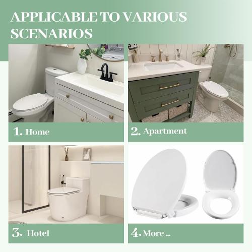 SS114 Elongated Toilet Seat Slow Close Compatible with TOTO SS113/SS154/SS224/SS204, Traditional Elongated Heavy Duty Toilet Seat with Toilet Seat Bolts and Nut, Cotton White