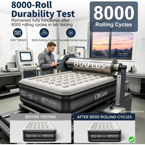 OhGeni Air Mattress Queen with Built in Pump, 18 Raised Blow up Bed, 800lb