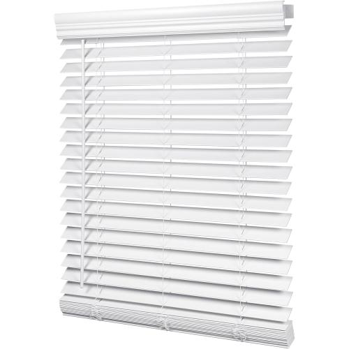 Size 35.5x60 Color White LazBlinds 2-inch Cordless Faux Wood Blinds with Royal Valance, Room Darkening Horizontal Window Blinds, Inside Mount Blinds for Windows - Fit for Window 35.5'' W x 60'' H - White