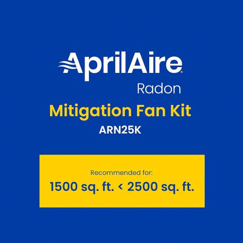 Aprilaire ARN25K Radon Mitigation Kit, 1500 and 2500 Sq. Ft., Basement, Crawlspace, Slab Application, Quiet Performance, Indoor/Outdoor, Commercial/Residential, Manometer, System Alarm