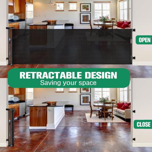 47in x 59in Retractable Baby & Dog Gate for Large Openings - Indoor & Outdoor Use