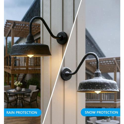 JOESA 15 Large Outdoor Barn Light, Dusk to Dawn Gooseneck Light in Galvanized Steel/Outdoor Fluorocarbon Paint Finish, Ideal for Sign, Farmhouse, Storefront Lighting
