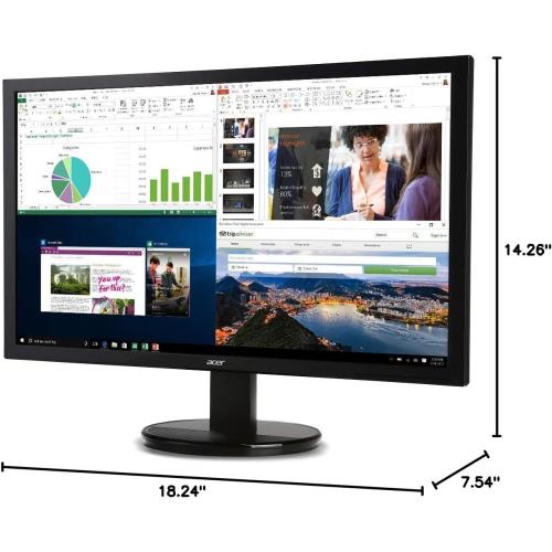 Acer K202HQL Abi 19.5 HD (1366 x 768) NTSC 72% Color Gamut Tilt VESA Compatible Monitor for Work or Home | 1 x HDMI & VGA Port, Black