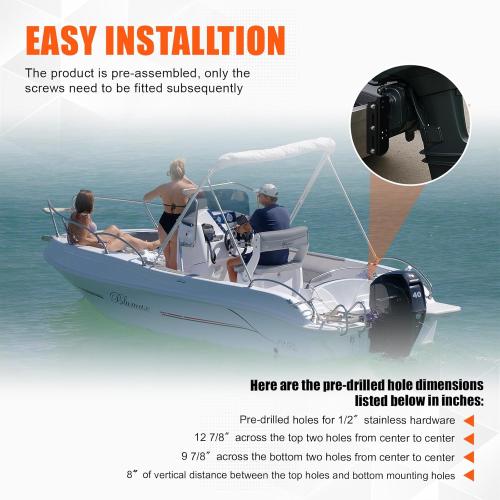 4-Inch Manual Power Lift Setback Jack Plate for Up to 60 HP Outboard Boat Motors – Transom Mount TC-2507