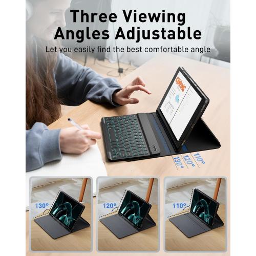 TUNKARMOR for iPad 9th / 8th / 7th Generation 10.2 inch & iPad Air 3rd Gen & iPad Pro 10.5 inch Case with Keyboard 7 Color Backlit - Built in Pencil Holder with Mouse (Black)