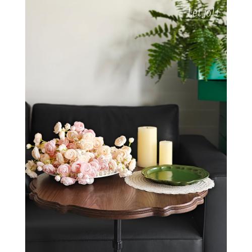 Letjolt Ranunculus Artificial Flower Light Champagne Silk Flowers Faux DIY Bouquet for Wedding Engagement Centerpieces Arrangements Bridal Shower Decorations Home Decor 18pcs
