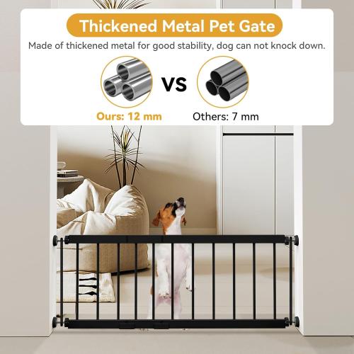 Size 18-45 Color Black Dog Gate Indoor,18-45 Adjustable Extra Wide Metal Short Dog Gate to Step Over, 14 Tall Small Pet Gate with 3 Extension Kits, Pressure Mounted for Doorways & Stairs Black