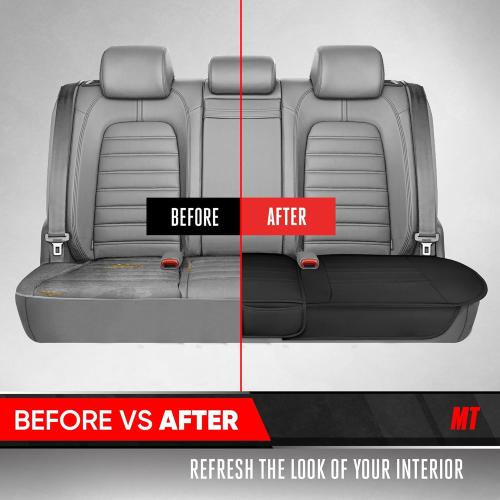 Motor Trend Faux Leather Padded Rear Bench Car Seat Cover With Storage Pockets