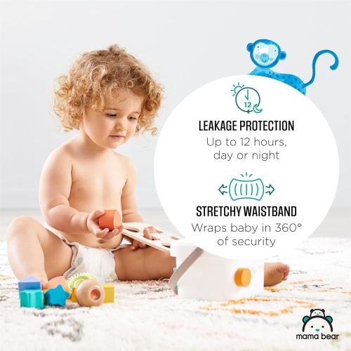 4pack of Amazon Brand - Mama Bear Gentle Touch Diapers, Size 5, 33 Count, 12 Hours Protection, Hypoallergenic, Wetness Indicator, Stretchy Waistband