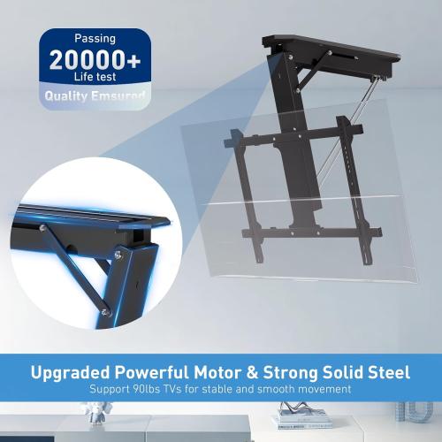 Electric Ceiling TV Mount with Remote, Motorized Ceiling Mount TV Bracket Flip Down for 32 to 70 inch Flat Curved Screen Mount Drop Down for Flat Pitched Roof Indoor Outdoor