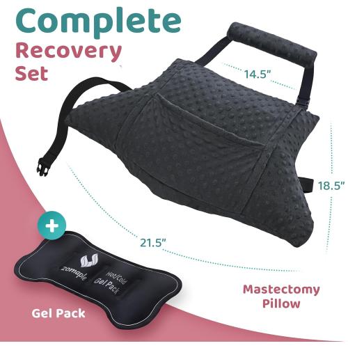 Zomaple Hysterectomy Pillow Post Surgery   Gel Pack, Black – Full Abdomen Coverage for Restful Trips – Neck Support, Strap & Cover Included – Hysterectomy Recovery Must Haves