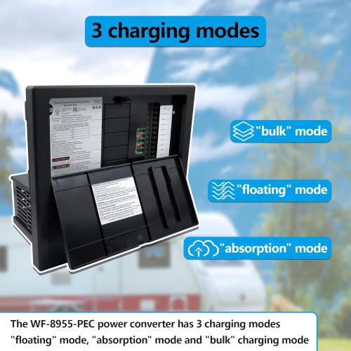 Black WF-8955PEC Power Center rv Converter 55 amp Compatible with WF8900 Series RV Converter Charger for rv,Camper，Travel Trailer