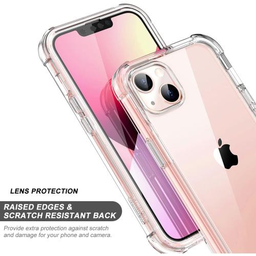 SURITCH Case Compatible with iPhone 13 6.1 Inch 360 Degree Transparent Shockproof Silicone Bumper [Ultra Hybrid] Full Body Protection Case Cover – Clear