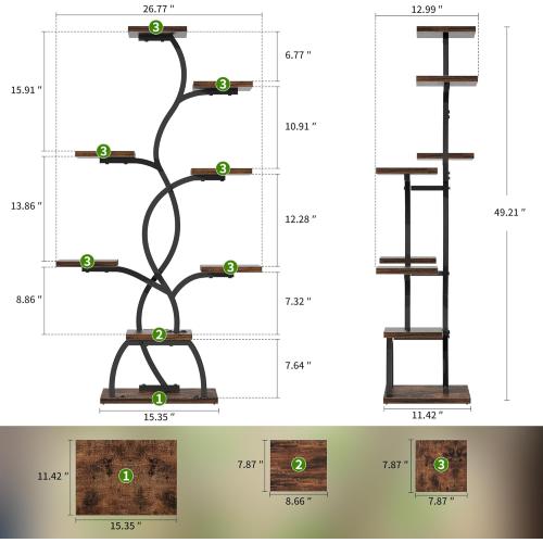 Plant Stand Indoor with Grow Light - 8 Tiered Plant Shelf Indoor, Corner Plant Stand, 49 Tall Plant Shelf with Lights for Indoor Growing, Lighted Flower Holder for Living Room, Balcony, Black