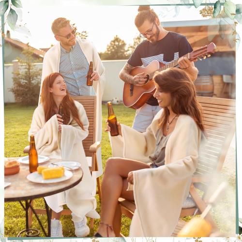 Buryeah 48 Pack Oeko-Tex Certified Wedding Flannel Throw Blanket Bulk 50 x 60 Inch Soft Fleece Lap Blanket with Thank You Cards Ribbon for Guests Sleepover Spa Slumber Gifts (Beige)