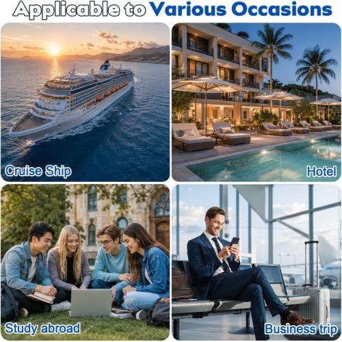 Voltage Converter for European Travel: 220V to 110V Converter US to Europe, Plug Adapter with Fast Charge 2 USB C, 2 USB A & 2 Outlets, Universal Travel Essentials for France Germany Italy Spain, etc