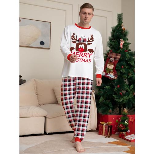 Size Medium Family Christmas Matching Sets Deer Checked Merry Christmas Outfits White