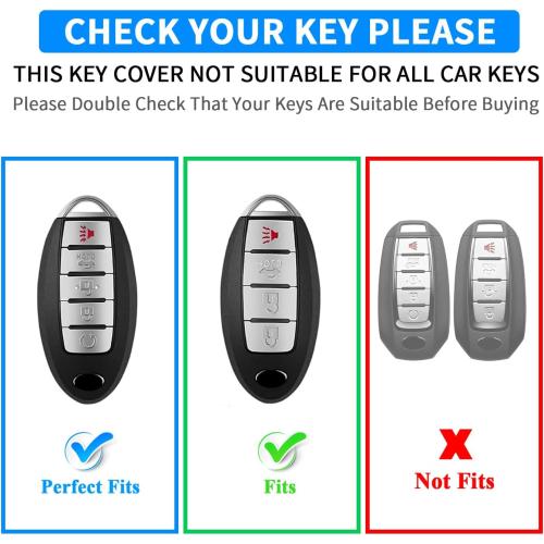 QBUC for Nissan Key fob Cover,Soft TPU 360°Car Key Case Protector with Keychain Compatible with Altima Sentra Rogue Pathfinder Murano Armada Maxima Versa ect 5 Buttons Smart Keys(Pink)