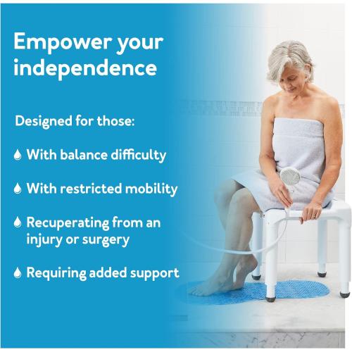 Carex Universal Bath Seat and Shower Chair, Heavy Duty Shower Bench for Bathtub, Safety Bath Seat Stool for Seniors and Disabled, Supports up to 400 lbs, Adjustable Height Shower Bench for Inside Tub