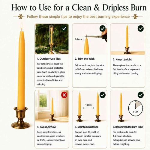 12 Pack Beeswax Taper Candles,8in Pure Beeswax Candles Non Toxic,8 Hours Long Clean Burning 100% Natural Candle Sticks,Smokeless and Unscented Bees Wax Candle for Home,Prayer,Tall Tapered