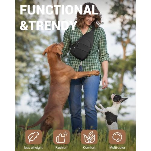 Tuwubi Crossbody Bags for Women, Sling Bag for Men, Small Hiking Backpack Anti Theft Lightweight for Outdoors Travel (M, Black)