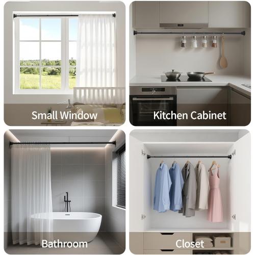 Chrsouly Shower Curtain Rod, 31-76 Inch Adjustable Tension Shower Rod, 1 Diameter Heavy Duty Rust-proof Tension Curtain Rods for Bathroom, Non Slip, No Drill, Black